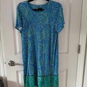 J. Jill Blue and Green Patterned Dress